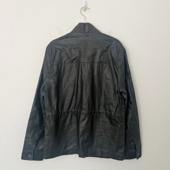 [WRK] Work.Rest.Karma Dark Brown Coated Linen Cargo Bush Coat Jacket Sz Medium M - Picture 2 of 12